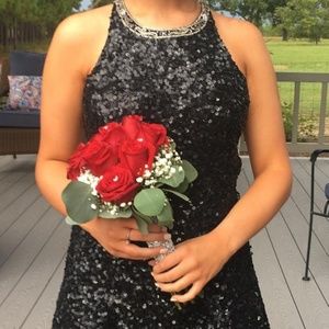 Black sequin cocktail dress